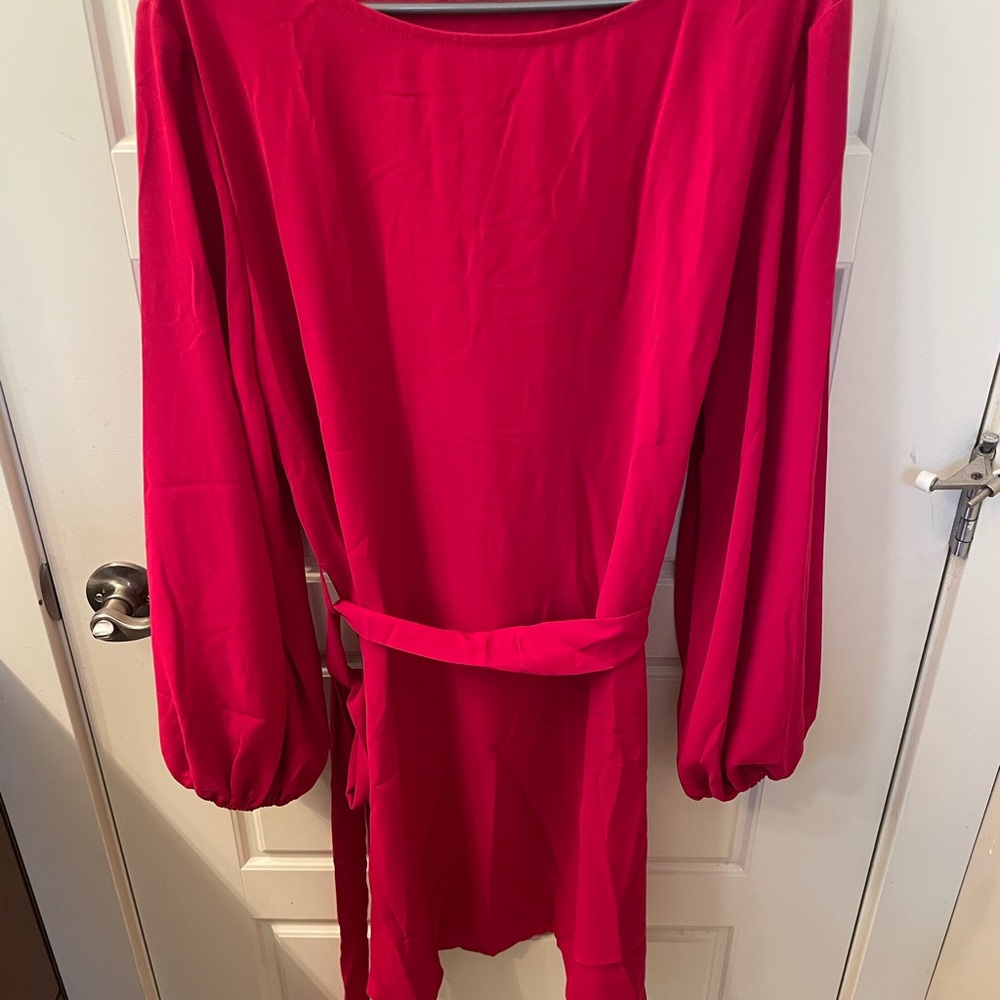 SHEIN Vibrant Red Long Sleeve Dress